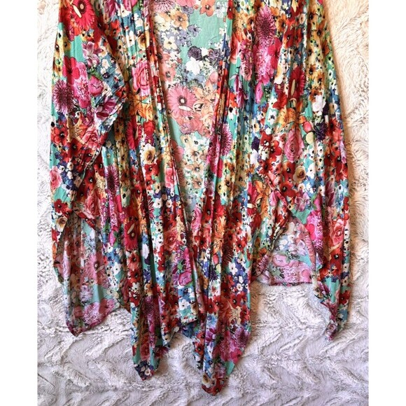 Umgee Kimono Size S/M Floral Lightweight Colorful Flowy Oversized Open Coverup - Picture 2 of 8
